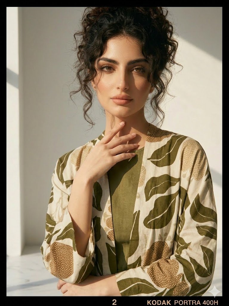 طقم Flora" Artisanal" فاخر: عباية كيمونو مطبوعة وبنطلون كتان واسع